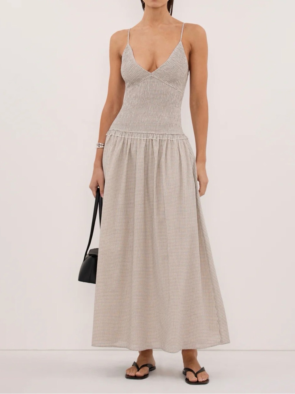 ISO Dissh Lilith Sleeveless Check Cotton Midi Dress